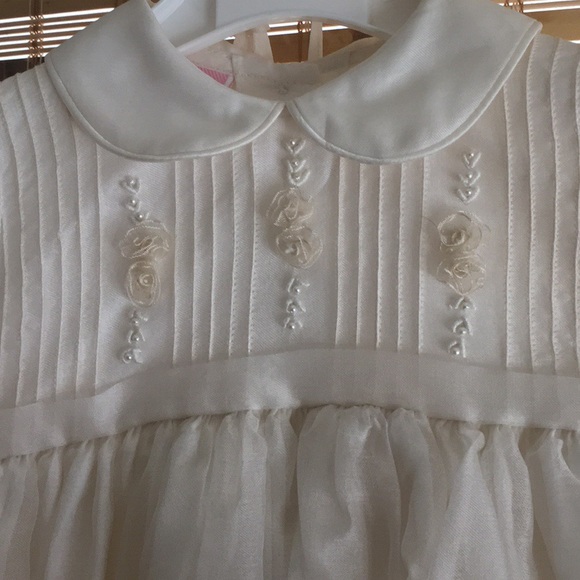 Ivory, Silk, Christening/Baptism Gown w/Bonnet - Picture 2 of 7